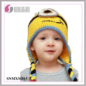 Hiver Lovely Minions Hand-Knit laine chapeau enfants chapeau d&#39;oreille (SNMXM015)